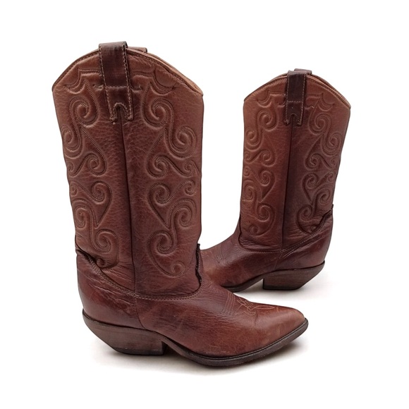 Zodiac Shoes - ☀️SALE☀️ Vintage Zodiac Brown Tooled Leather Western Cowboy Boots Size: 7